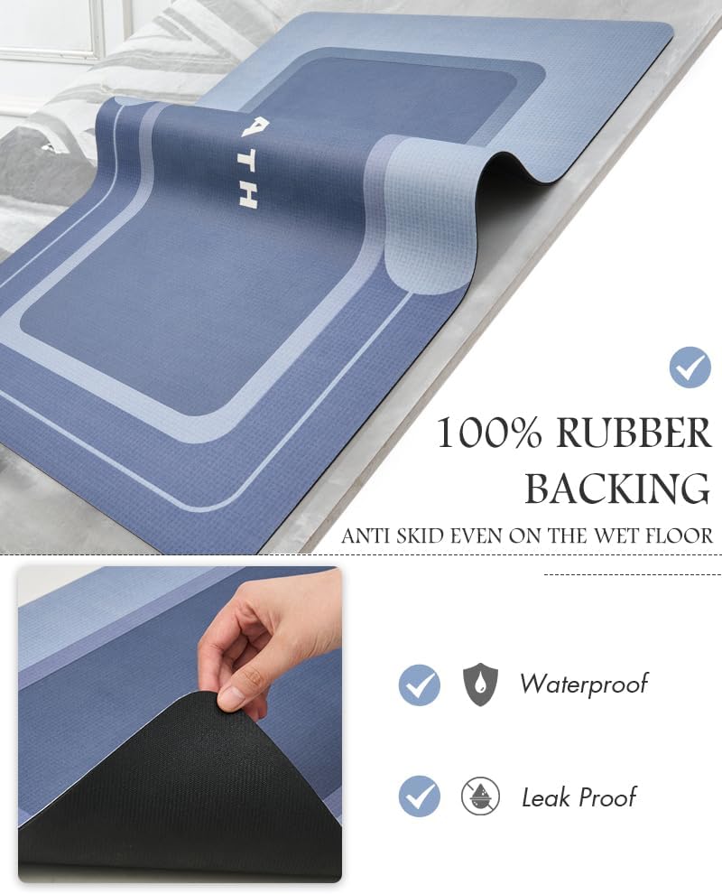 Bath Mat-Bathroom Mat Rug Non Slip Super Absorbent Stain Resistant Quick Dry Thin Bathroom Rug-Bath Mats for Bathroom Floor Bathtub Vanity-Bathmat Bath Rug Easy Care-24"x35",Navy