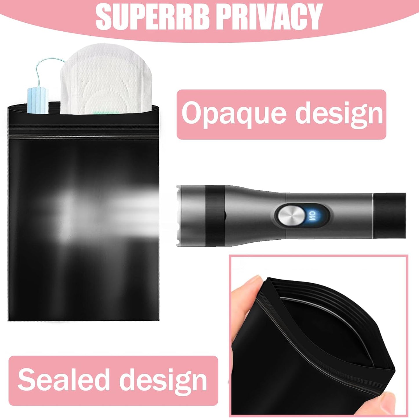 Sanitary Napkin Disposal Bags 110pcs, Women Tampon Disposal Bags Sealed Opaque Feminine Hygiene Disposal Bags for Privacy, Black