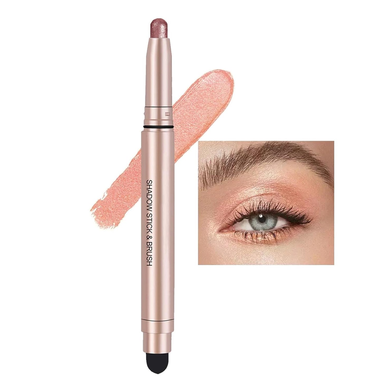 Eyeshadow Stick Rose Gold, Cream Shimmer Eyeshadow Pencil Makeup, High Pigment Long Lasting Waterproof Eye Shadow Pen, Hypoallergenic Eye Highlighter Stick Create Multi-Dimensional Eyes Look 05#