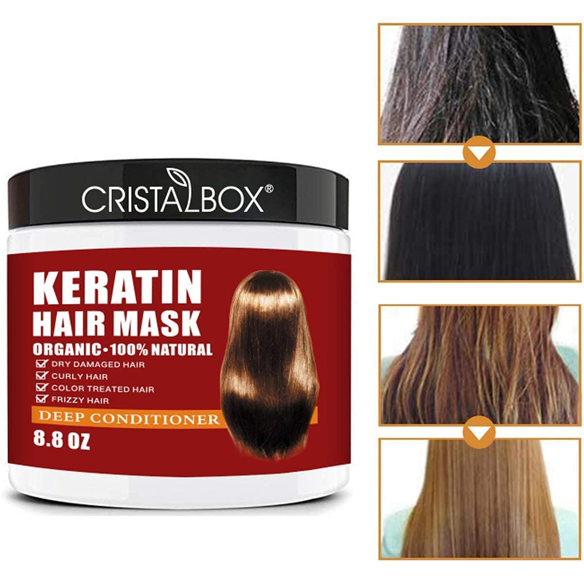 Keratin Hair Mask,Keratin Hair Treatment 250g Hair Mask for Dry Damaged Hair,Deep Conditioning Hair Treatment Mask Repair Treatment Damage Hair Root,Natural Deep Conditioner Hydrating Hair Masque