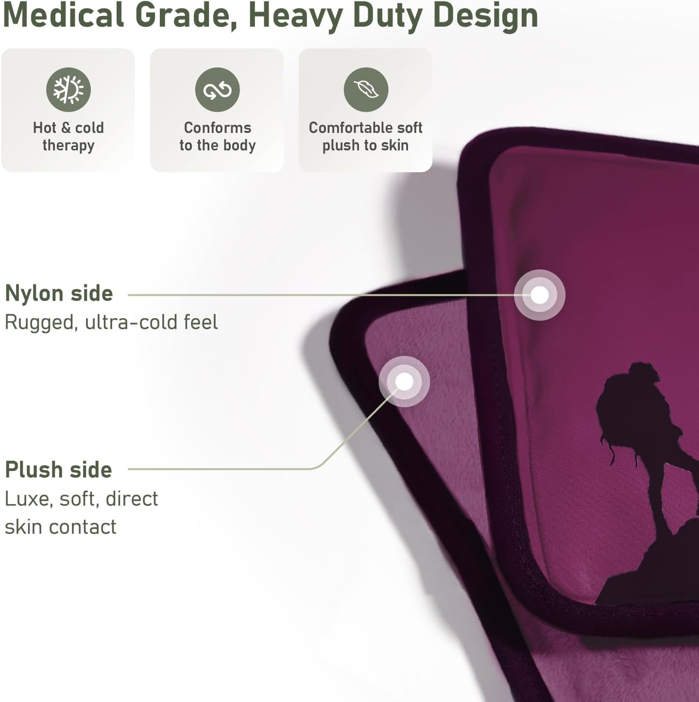 Medium Flexible Gel Ice Packs Reusable - Hot and Cold Soft Ice Packs for Injuries Reusable for Ankle, Arm, Foot, Leg, Back Pain Relief - 8" x 12" - 2PK - Purple