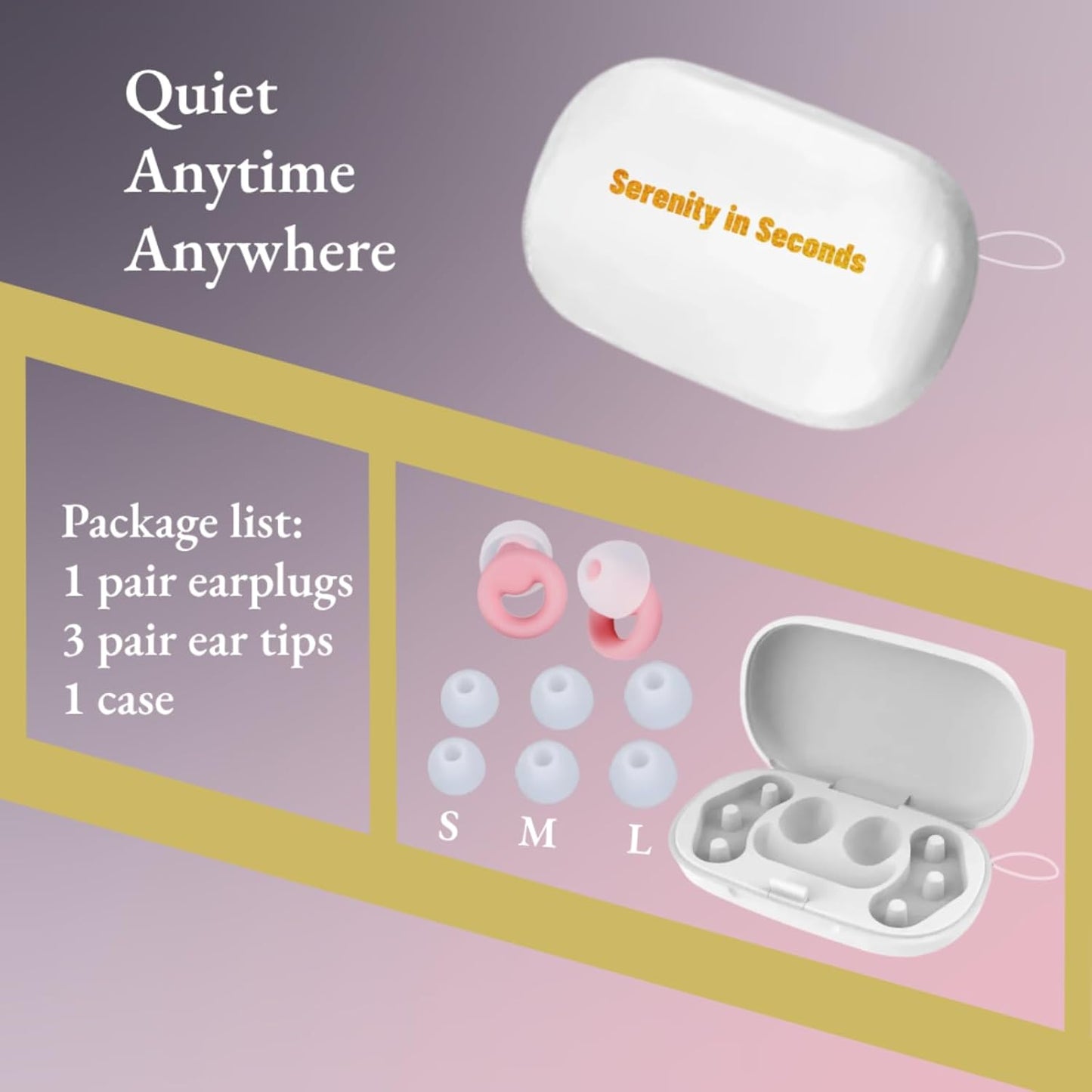 30dB Noise Cancelling Ear Plugs for Sleeping - Reusable Silicone Earplugs for Adults & Kids, Soft Ear Protection for Snoring, Concerts, Lawn Mowing, Travel & Work (6 Ear Tips with Case, Pink)