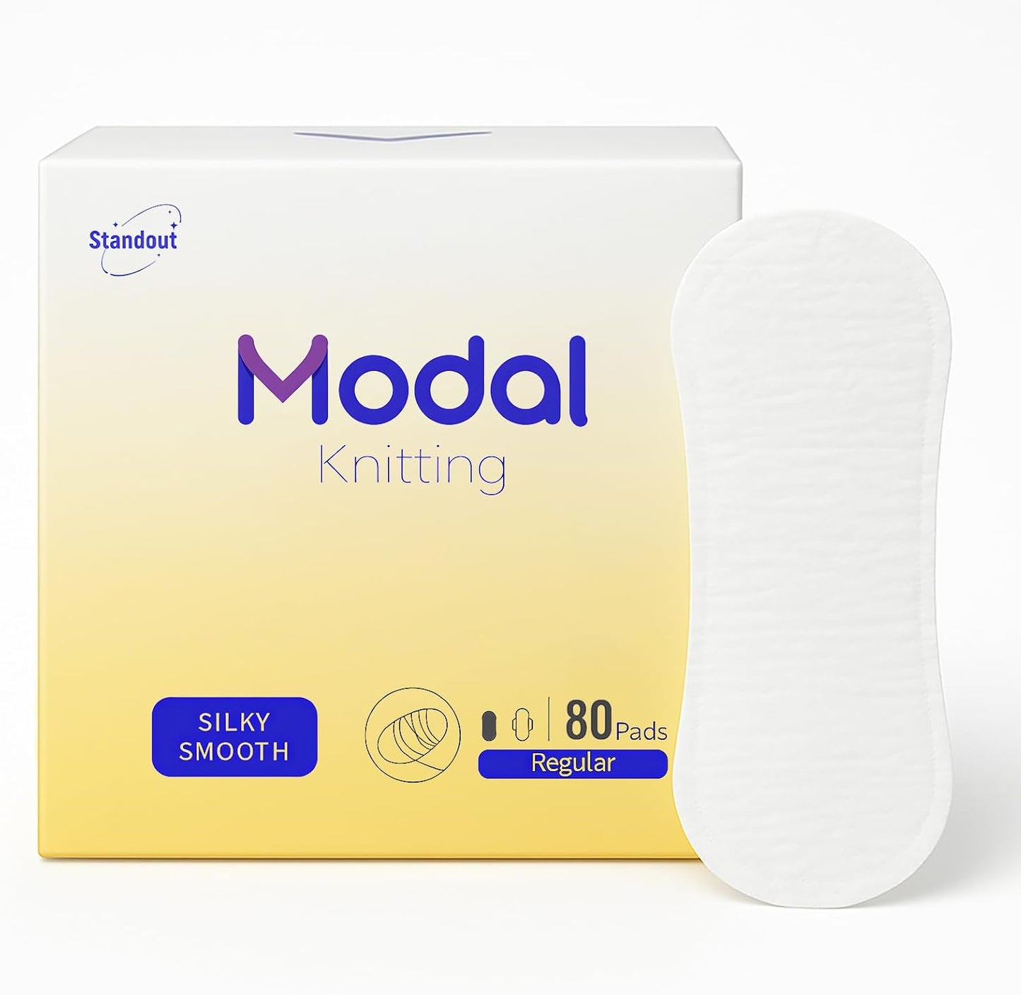 MODAL Panty Liners for Women, Unscented Sanitary Pads Without Wings, Daily Thin Panty Liners, 6.1 Inch(155 mm), Regular, 80 Count