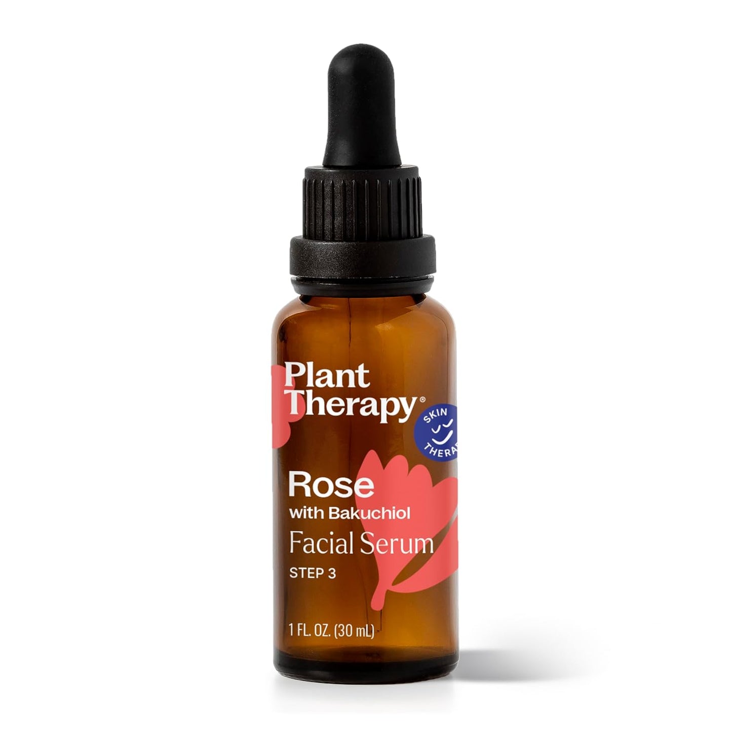 Plant Therapy Rose with Bakuchiol Facial Serum 1 oz with Rose Extract, Rosehip Seed Oil, and Carrot Seed Oil, Reduces the Appearance of Fine Lines & Wrinkles