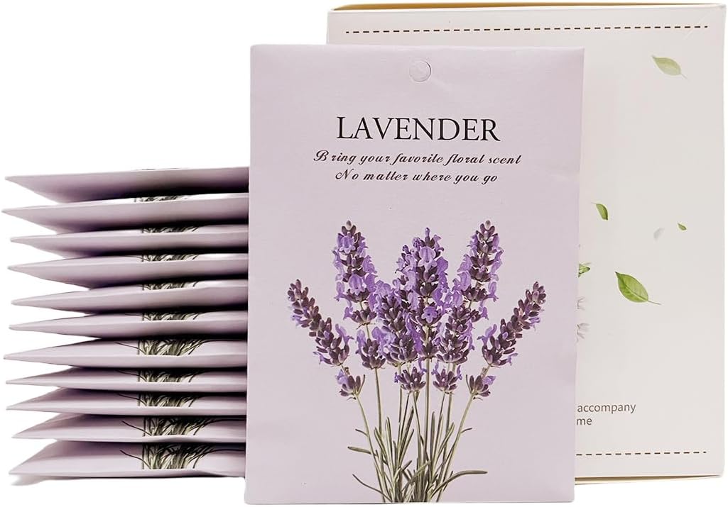 Lavender Scented Sachet Bags - 12 Pack Home & Car Freshener, Odor Eliminator for Closets, Rooms, Drawers, Wardrobes, Toilets, Long - Lasting 360 - Day Fragrance