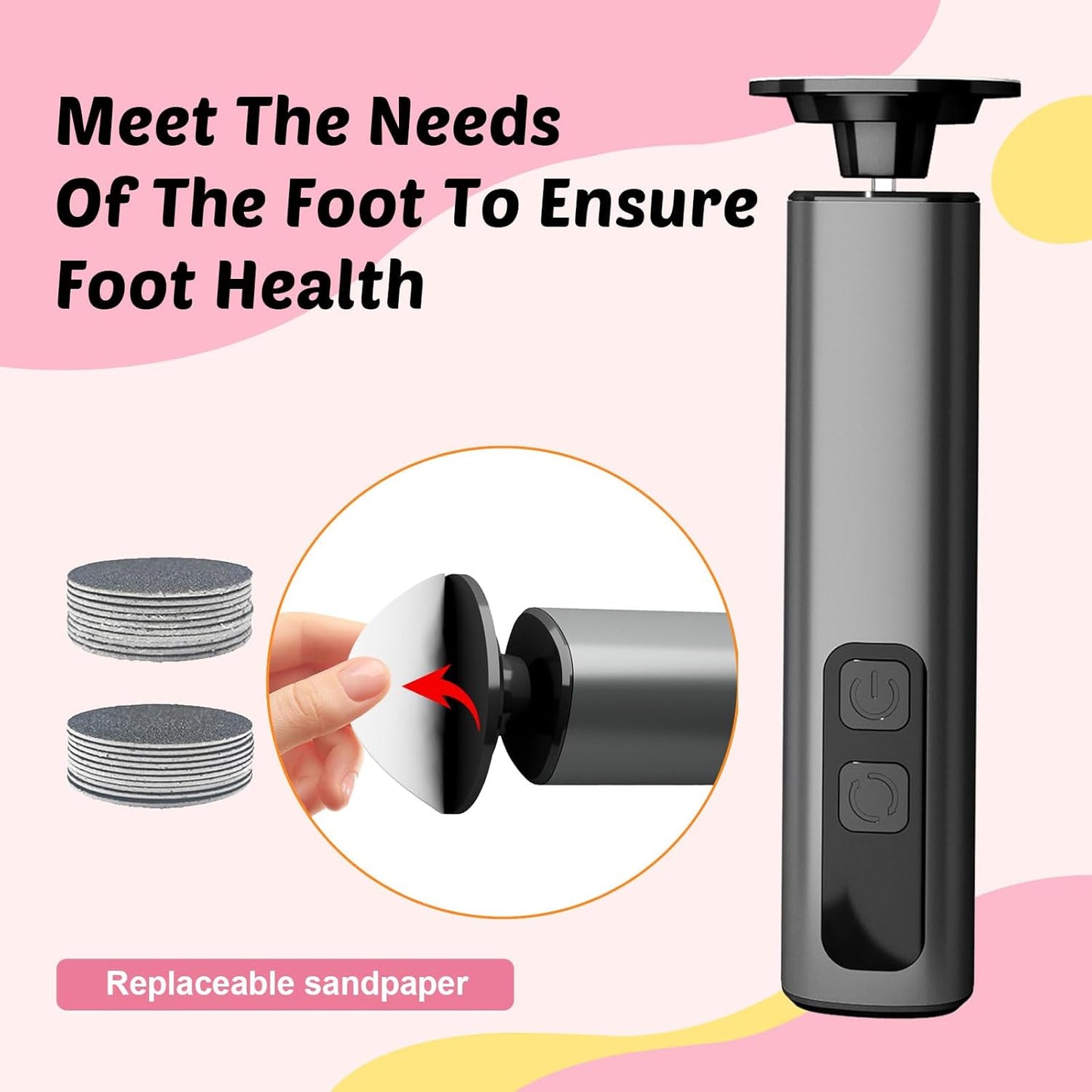Electric Foot Callus Remover & Nail File - Electric Callus Remover for Feet, 9 Adjustable Speeds, 1800mAh Rechargeable, Portable Aluminum Body w/Type-C Charging for Home & Travel (Black)