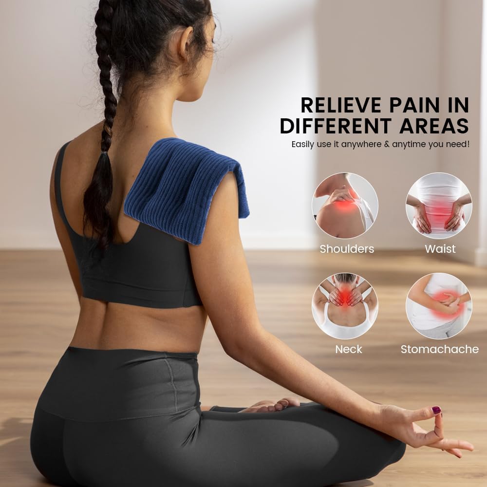 Microwave Heating Pad 6 x 12 Heating Pad Mini Microwave, Microwave Bean Bag Heating Pad for Neck and Shoulders, Moist Heat Pack Pillow Warm Compress for Knee, Wrist, Abdomen (Dark Blue) - 2 Pack