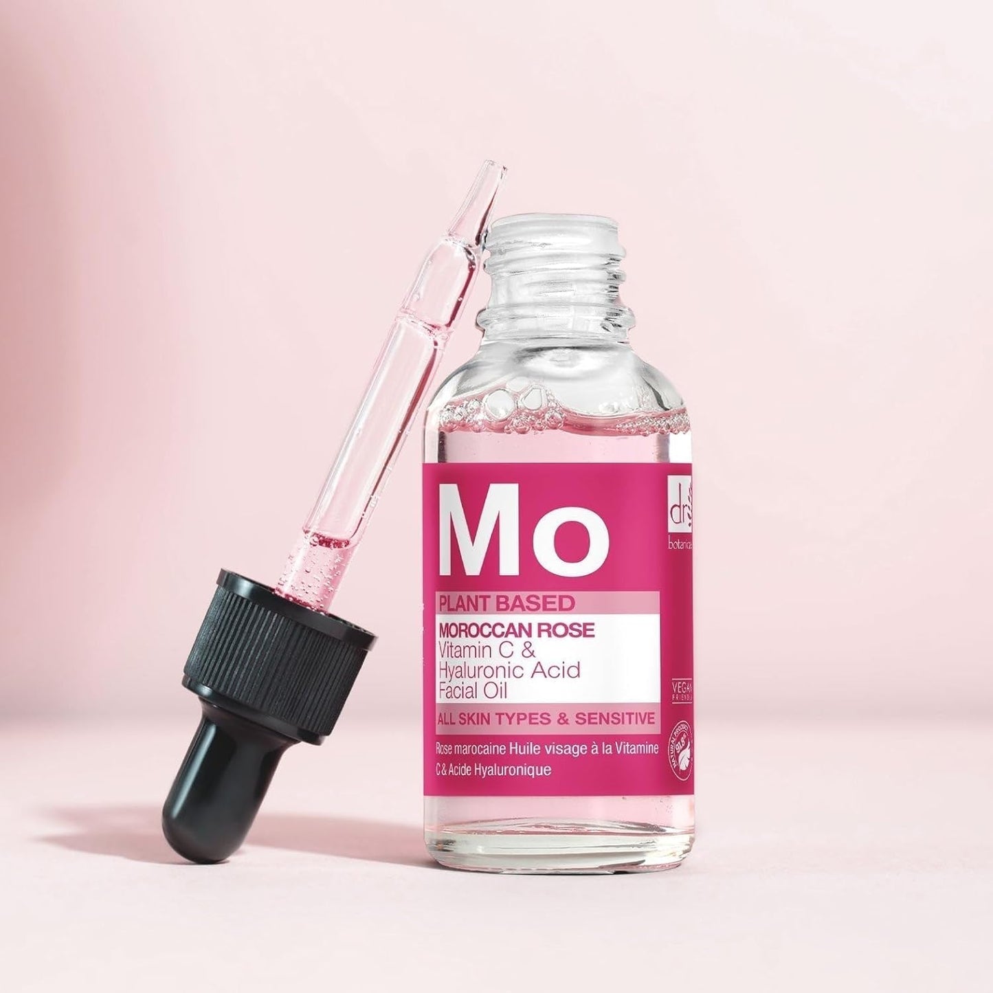 Dr Botanicals Moroccan Rose Oil -With Vitamin C & Hyaluronic Acid – Anti-Ageing, Brightening & Hydrating Water-Based Serum - Glow-Boosting Facial Oil for Radiant Skin – Made in UK – 30ml