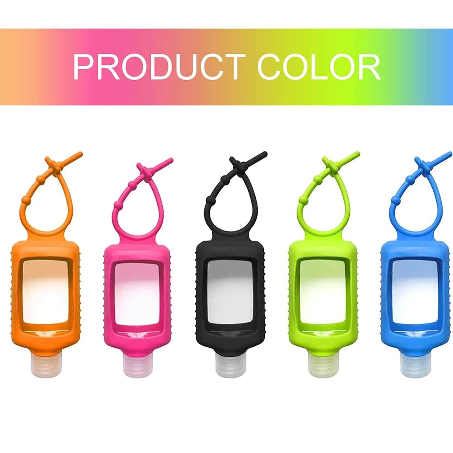 8 PCS Hand Sanitizer Holder Keychain, 60ml/2oz Empty Travel Size Bottles with Silicone Keychain, Portable Plastic Leakproof Squeeze Bottles with Flip Cap for Sanitizer Conditioner
