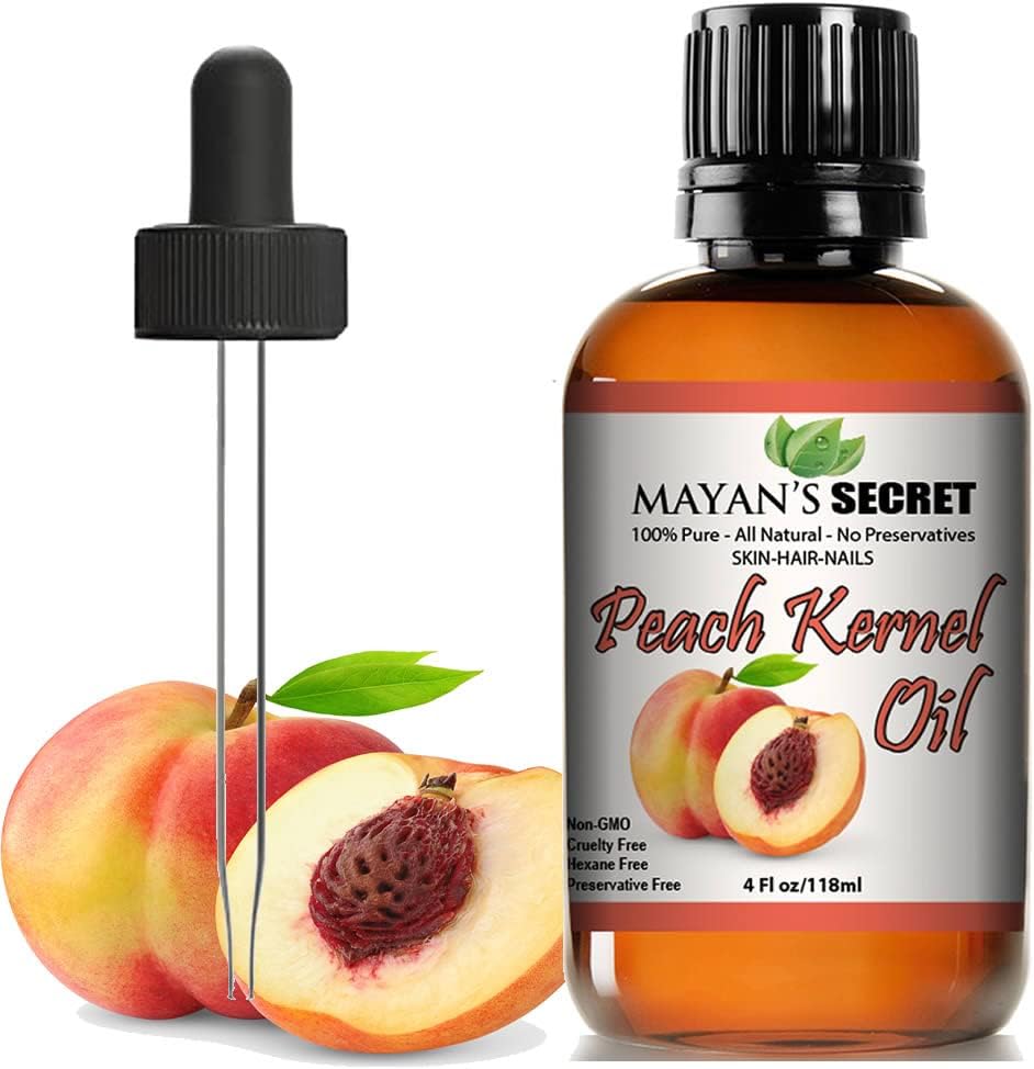 Mayan's Secret Pure Carrier and Essential oils for Skin Care, Hair, Body Moisturizer for Face-Anti Aging Skin Care (Peach Kernel oil, 4oz)