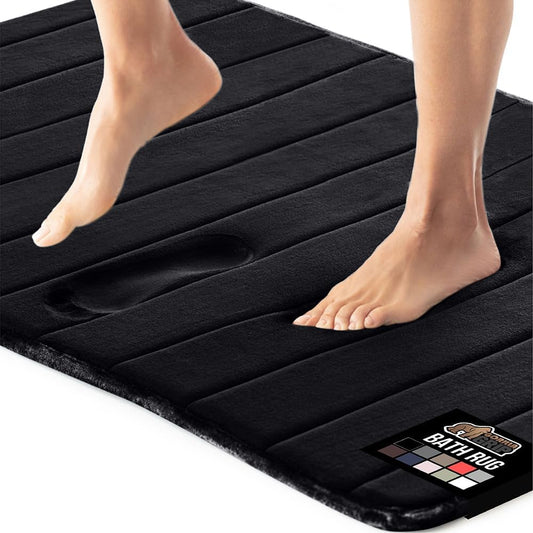 GORILLA GRIP Memory Foam Bath Mat, Soft Absorbent US Designed Bathroom Rug, Gripping Dots Machine Washable Bathmat, Cushioned Floor Mats, Shower Sink Rugs Room Décor Accessories, 30x20 Black