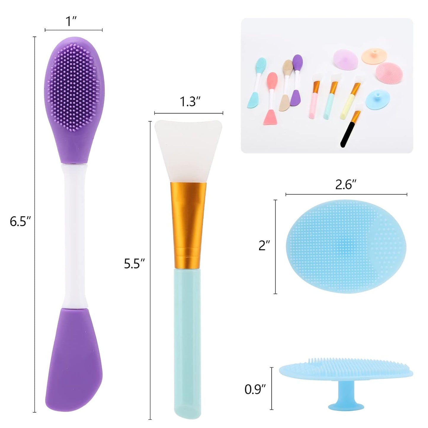 Silicone Facial Mask Applicator - 4 Pcs Face Scrubber, 2 in 1 Face Mask Brush, Lip Exfoliator - Skin Care Tools Set