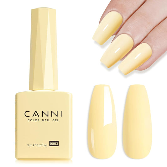 CANNI Pastel Yellow Nail Gel Polish, 1Pcs Butter Yellow High Gloss Soak Off UV Nail Polish Gel French Manicure Salon DIY