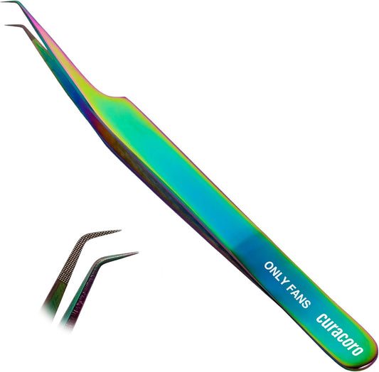 Curacoro Lash Tweezer - Professional & Precision Fiber Tip Grip Lash Tweezers for Eyelash Extensions, Multi Shapes & Purposes Tweezers for Volume, Isolation & Classic Lashes (Galaxy, Only Fans)