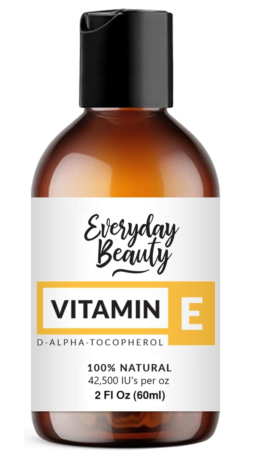 Pure Vitamin E Oil - D-Alpha Tocopherol 100% Pure & All Natural 2oz 42,500 IU per oz - Thick, Amber Color, Nutty Aroma - From Wheat Germ -Face Body Hair -DIY Cosmetics & After Surgery Scars