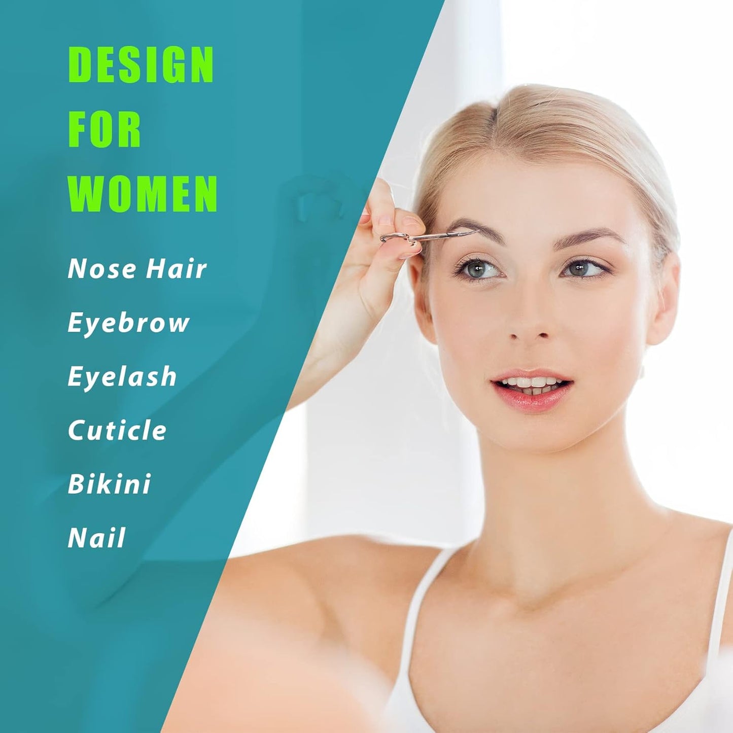 Facial Hair Small Grooming Scissors For Men Women - Eyebrow, Nose Hair, Mustache, Beard, Eyelashes, Ear Trimming Kit - Curved and Rounded Safety Tip Clippers For Hair Cutting 2PCS With Cover Sliver