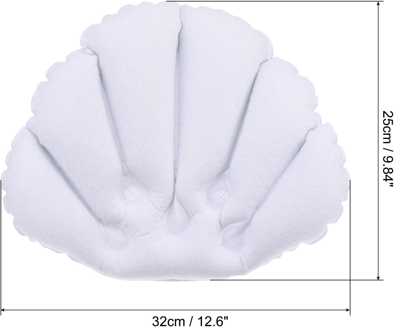 PATIKIL Inflatable Bath Pillow with Suction Cups, 2 Pack Terry Cloth Covered Shell Shape Soft Bath Spa Cushion Neck Support for Bathtub Hot Tub (Pink, White)