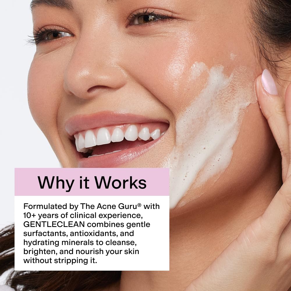 CLEARSTEM - GENTLECLEAN Vitamin C Infused Calming Wash - Facial Cleanser, Makeup Remover - Goldenseal + Green Tea - Facial Skin Care Products - Gluten Free, Cruelty Free - 6 fl oz / 207ml