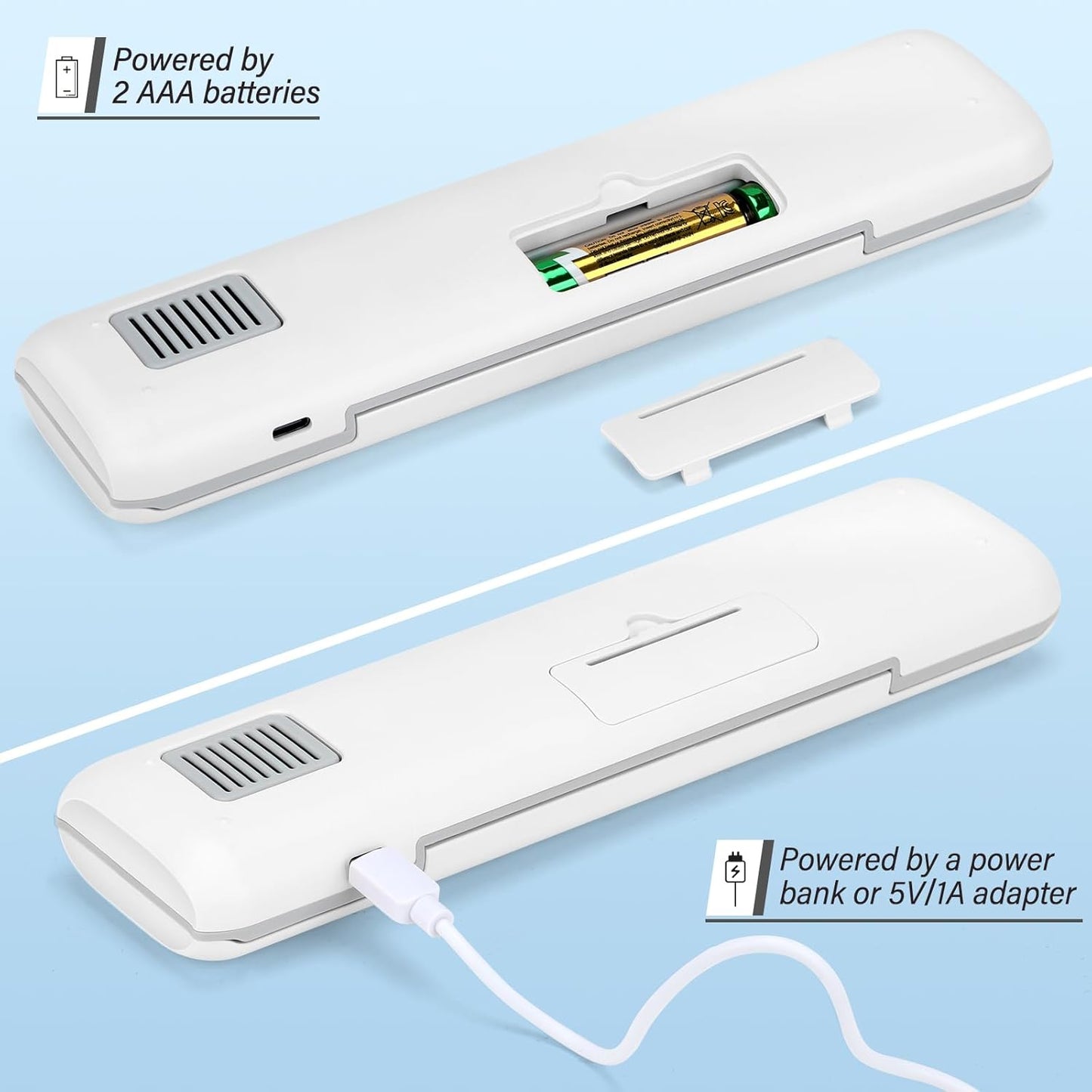 YourMate UVC Toothbrush Case Travel Toothbrush Covers Case for Houshold and Traveling Power by AA Battery or USB-C Cord White