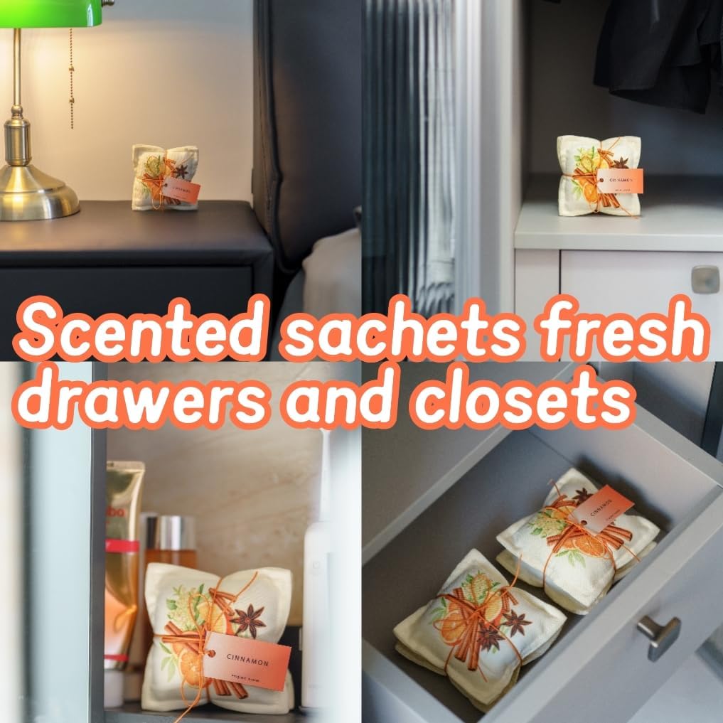 AUCUDA Easter Cinnamon Scented Sachet Bags for Drawers and Closets Decorations, Potpourri Packets for Women Clothes Storage, Spring Wedding Fragrance Pillow, Bedroom Indoor Fresheners.