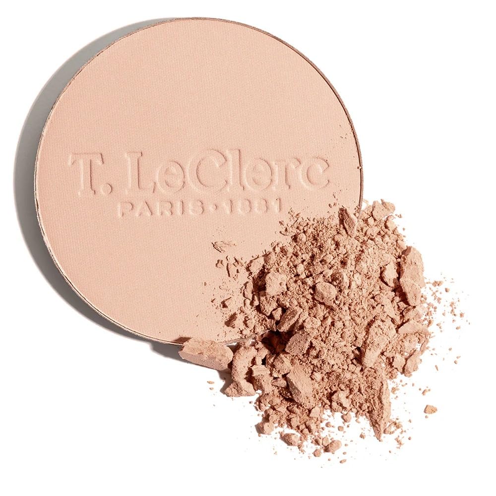T.LeClerc Rice Compact Powder – Anti-Aging Pressed Powder with Brown Rice Ferment – Long-Lasting Natural Matte Finish – Moisturizing | Non-Comedogenic Face Powder (ROSÉ, 9G)