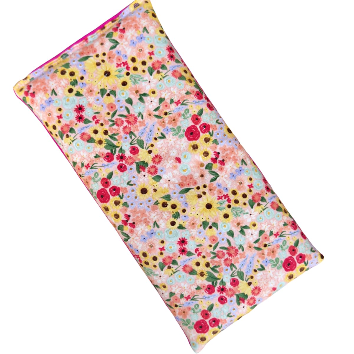 Large Microwave Heating Pad with Flax Seed, Scented or Unscented, Good For Back Pain or Cramps, Moist Heat Therapy or Ice Pack, Microwavable Bean Bag, 6" x 12" (Pink Floral, Peppermint)