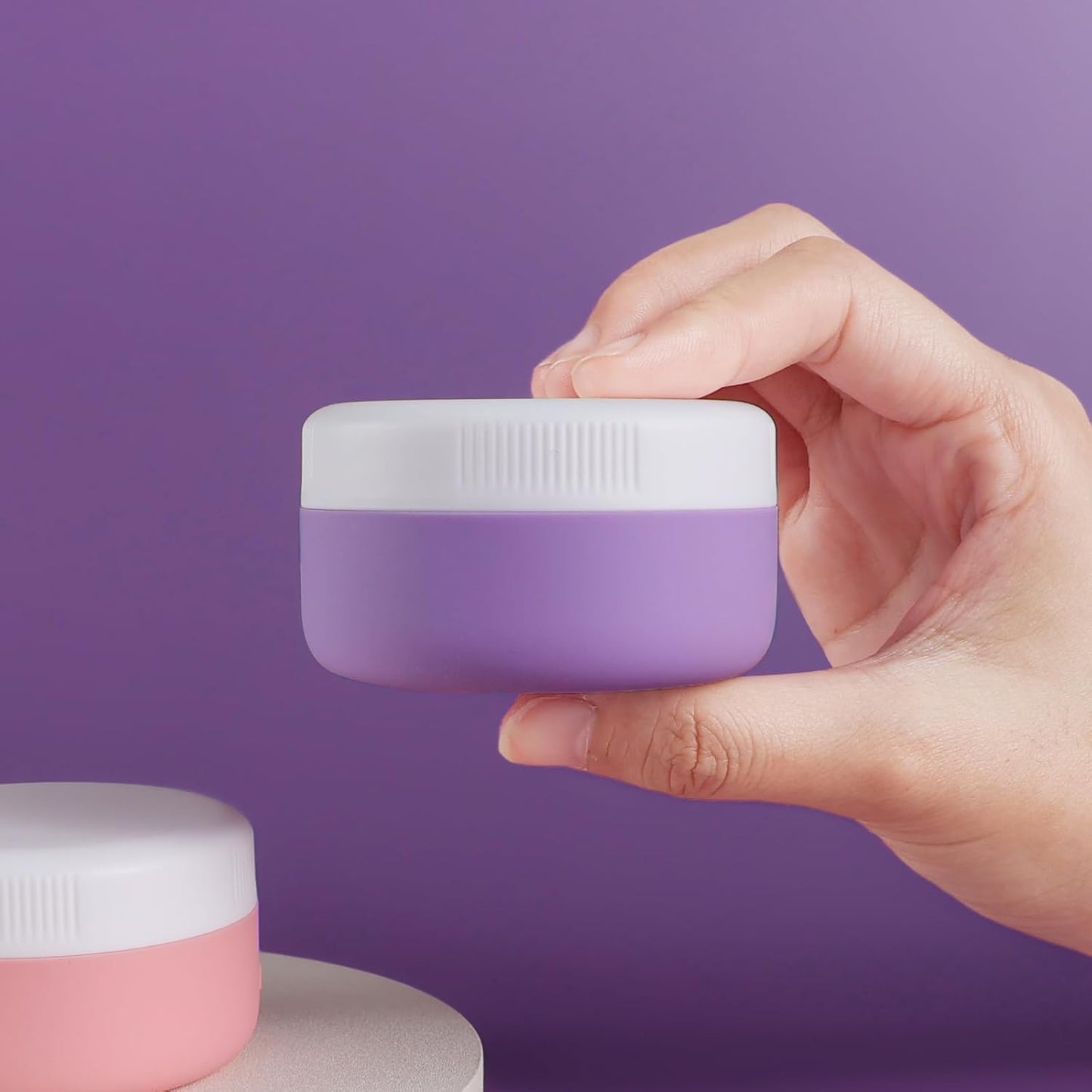 Travel Containers for Toiletries, Silicone Cream Jars BPA-Free, Leak-proof 1.35oz Travel Size Containers, Portable Size Silicone Jars with Lid for Cosmetic Face Hand Body Cream (4 Pack)