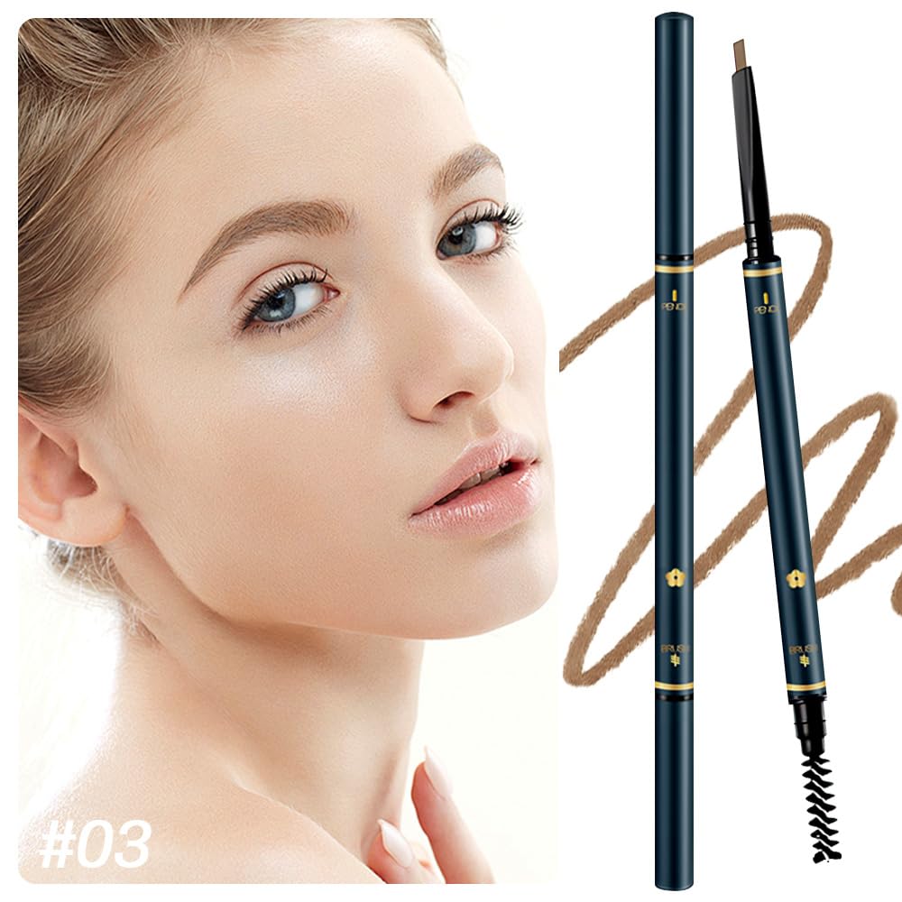 5 Pcs Waterproof Professional Makeup Micro Brow Pencil, Coffee Brow Kit with Eyebrow Brush, Ultra-Fine Mechanical Pencil, Eyebrow Pencils for Women(C03#Coffee, 5Pcs)