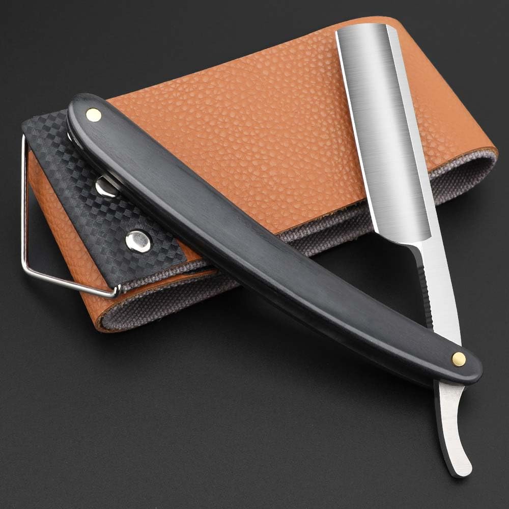 Professional Straight Edge Barber Razor,Straight razors for men, Premium Stainless Steel Shaver Razor with Shaving Strop for Men Home & Salon Grooming Using (NO.188)