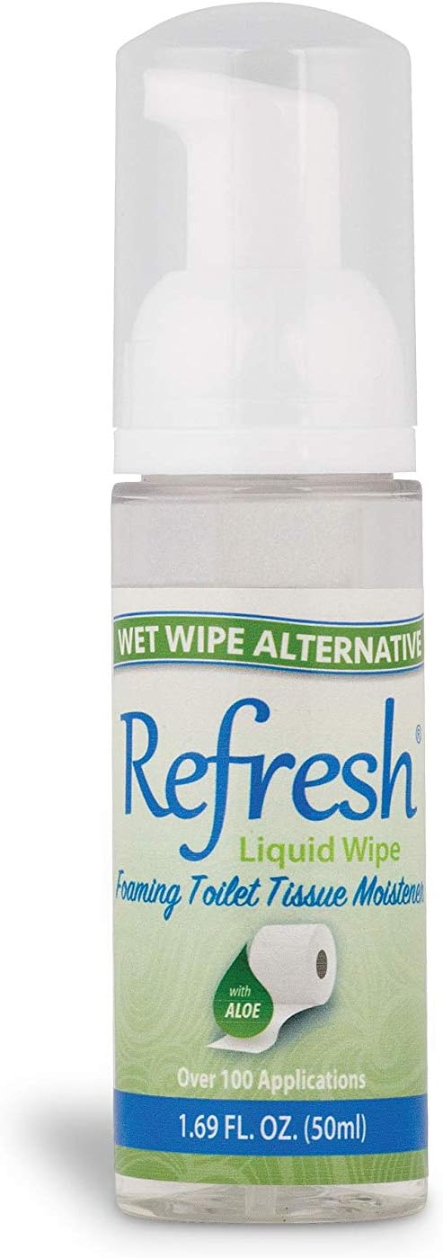 Refresh Liquid Wipe: Toilet Paper Foam. Eco-Friendly Flushable Wet Wipe Alternative. Cleanses and Soothes with Witch Hazel and Aloe. Plumbing & Septic Safe. 50ml (1.69 Fl Oz) – 1 Pack.…
