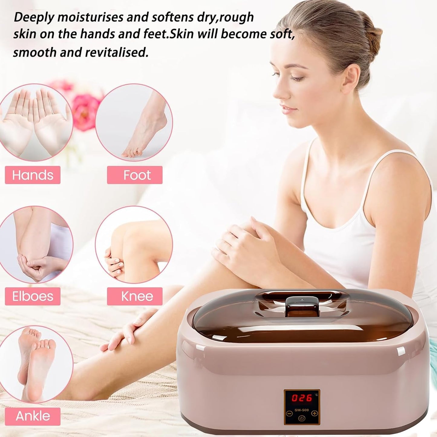 Paraffin Wax Machine for Hands and Feet – 4000ml Paraffin Wax Bath for Skin Brightening & Even Tone – Moisturizing & Softening Treatment for Dull Skin on Hands, Knees, Elbows
