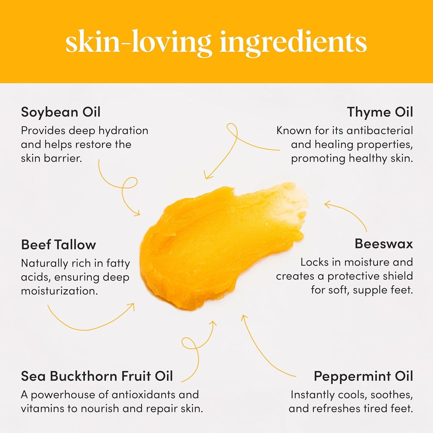 Natural Foot Salve for Dry Cracked Feet – 100% Organic Formula with Beef Tallow, Sea Buckthorn, Thyme & Peppermint Oil – Heel Balm Foot Cream for Rough Skin & Callus Care – 1.06 oz