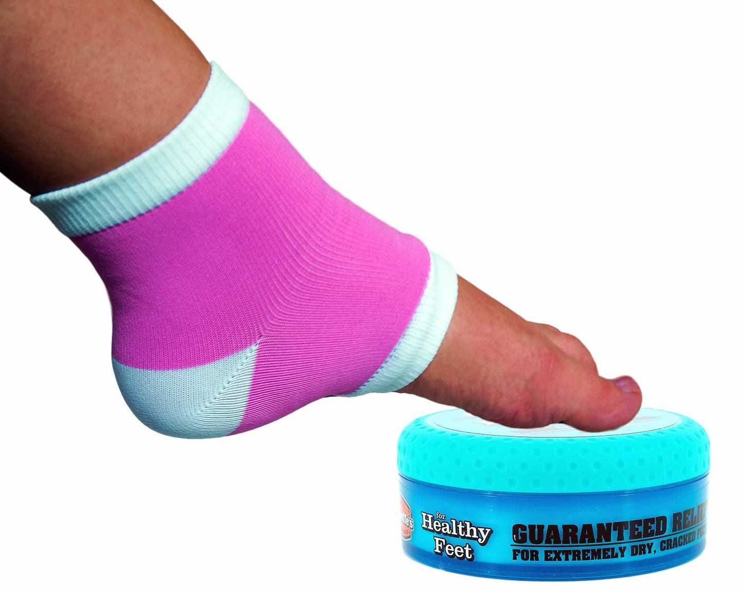 Moisturizing Gel Heel Socks or Sleeves, 2 Pairs, Pink, Large, O'keeffe's Healthy Feet Foot Cream for Cracked Heels, Callus Treatment Bundle