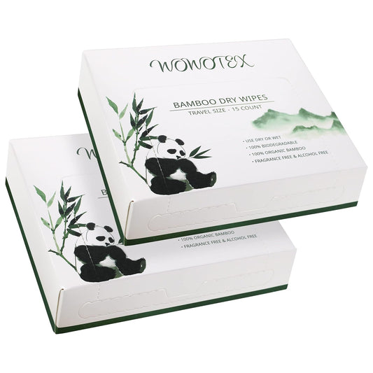 Travel Size Bamboo Viscose Disposable Face Towel Biodegradable Large Dry Face Wipes 30 Count/2 Box Extra Thick Soft Clean Facial Towels for Facial and Body Cleansing, Travel, Camping