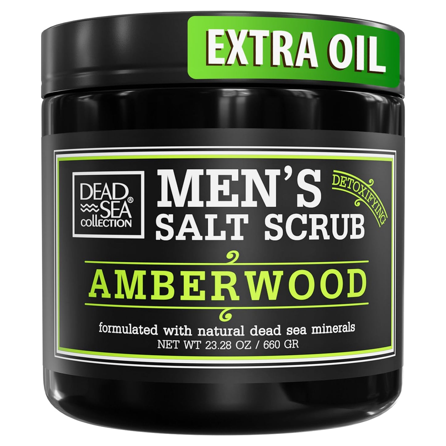 Salt Body Scrub Amberwood For Men – Moisturizes, Exfoliates & Nourishes Skin – Cleanses & Detoxifies with Dead Sea Minerals - Dead Sea Collection – 23.28 OZ
