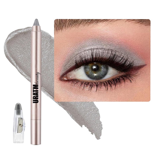 Gray Eyeshadow Stick, Blendable Creamy eyeshadow Eye Brightener Stick, Waterproof Eyeshadow Pencil Long Lasting Crayon, Smooth Shimmer Eye Shadow Highlighter Eye Liner Makeup.#B01 gray shimmer