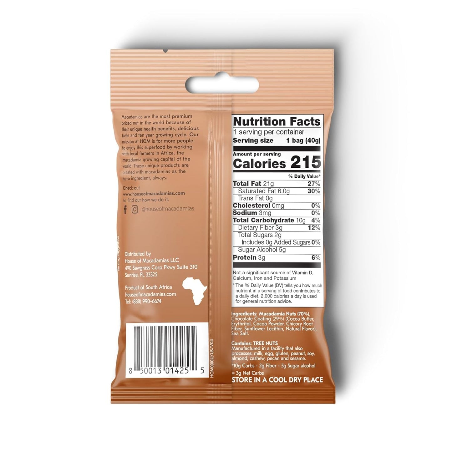 House of Macadamias Premium Dipped Macadamia Nuts, Chocolate, Plant Based, Keto, Low Carb, Vegan, Paleo, Sugar Free, Dairy Free, Gluten-Free, Preservative Free, 12 x 1.41oz