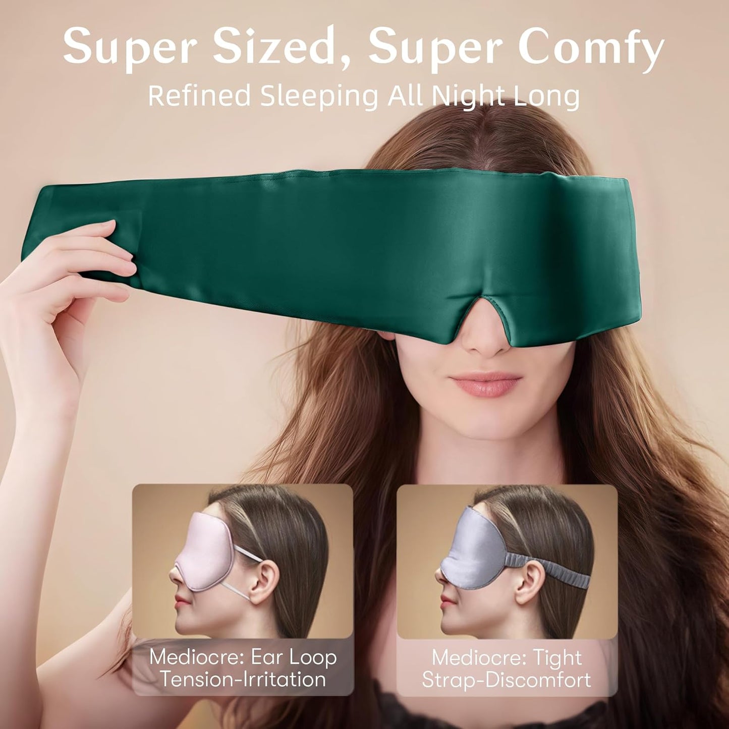 Silk Sleep Mask for Women and Men, Side Sleeper, 22 Momme Pure Mulberry Silk Total Blackout 100% Mulberry Eye Mask with Adjustable Headband Full Size, Eye Masks for Sleeping and Travel