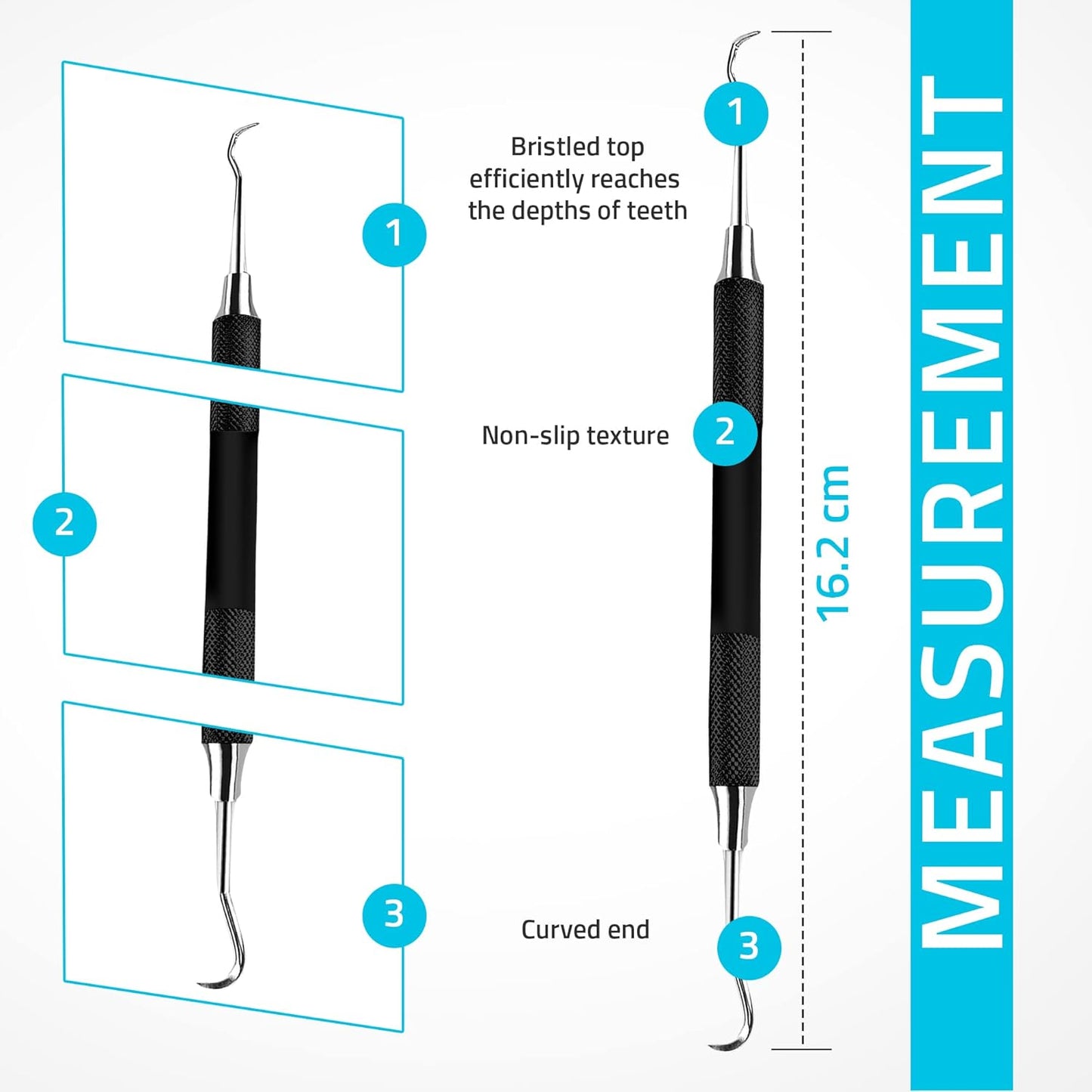 Utopia Care Professional Dental Tartar Scraper Tool, Dental Pick, 6.5 Inch Double Ended Tartar Remover for Teeth, Plaque Remover, Tooth Scraper, Black, 1 Piece