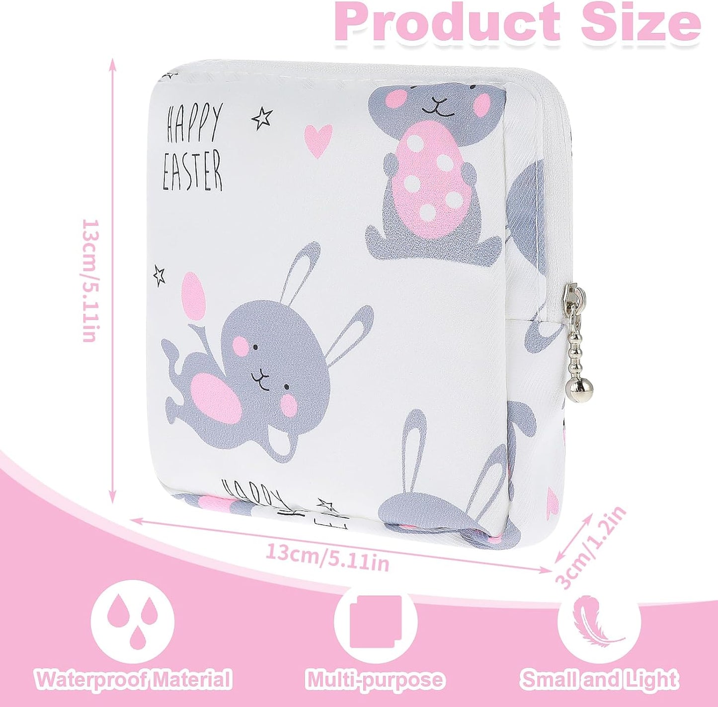 3-Pack Sanitary Napkin Storage Pouch, Cotton Menstrual Cup Holder, Portable Period Kit Bag for Women & Teen Girls