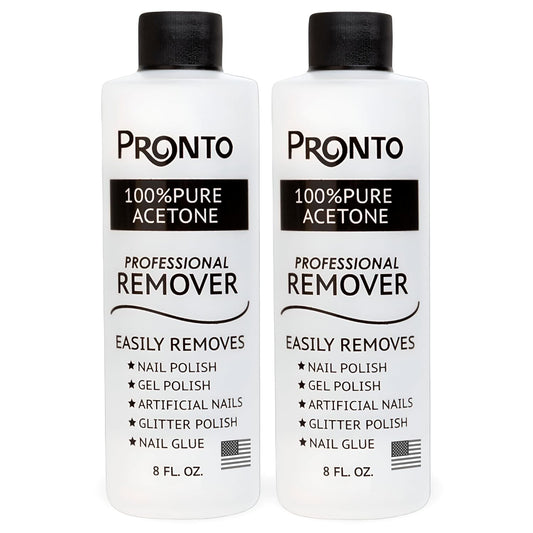 Pronto 100% Acetone Gel Nail Polish Remover - Polish Remover for Nails | Acetone Nail Polish Remover & Acrylic Nail Remover for Removal of Glue & Dip | Acrylic Nail Remover, 8 Fl oz 2 pack