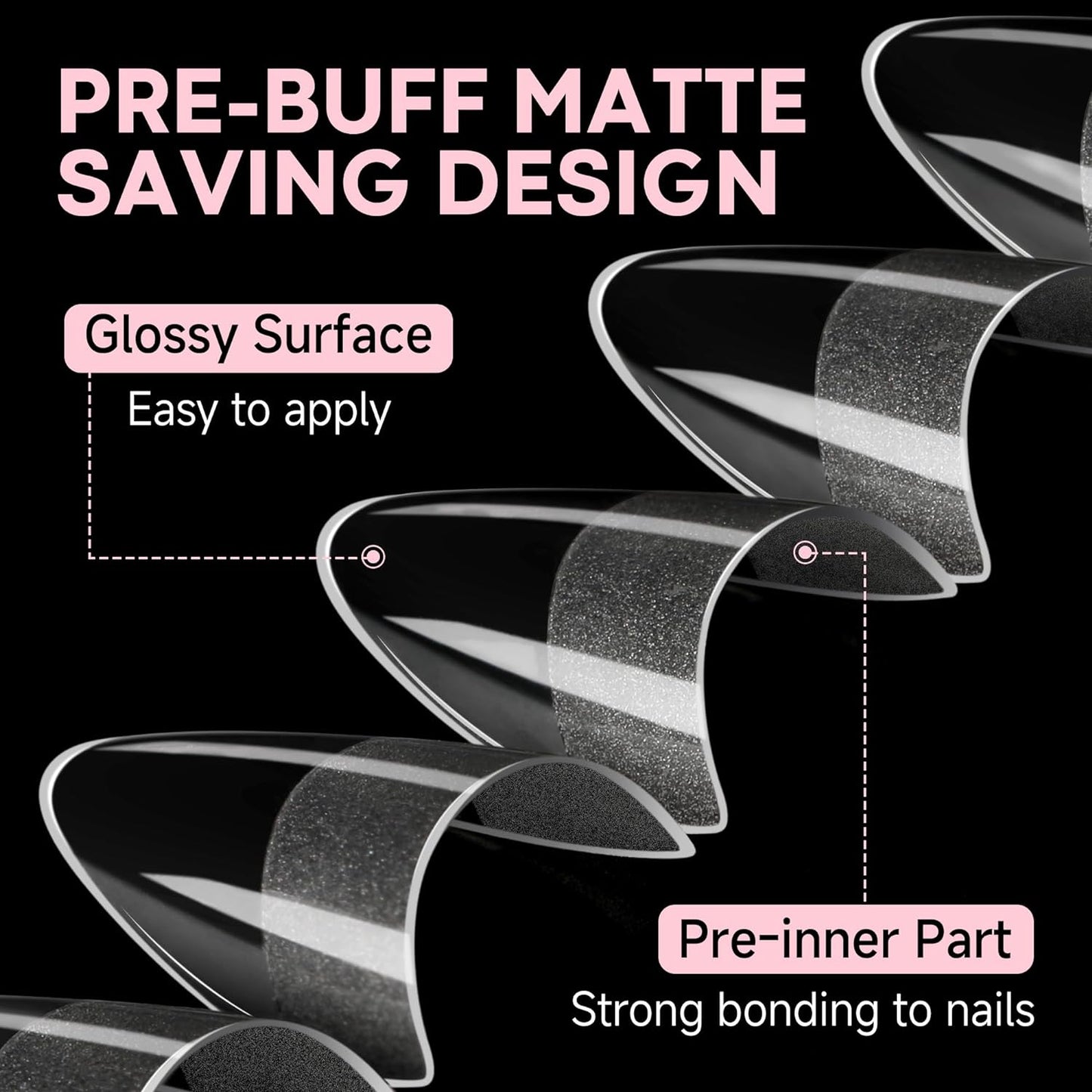 UNA GELLA Almond Gel Nail Tips Short: Half Cover Almond Shape Nail Tips Matte 216pcs Clear Gelly Tips for Saving Nail Extension DIY Nail Art, Self-handle 12Sizes