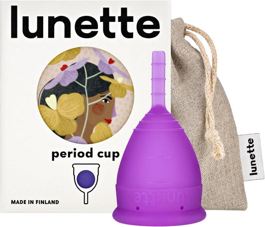 Lunette Menstrual Cup – Best Reusable Period Cup – Wear for 12 Hours and Reuse up to 10 Years, Violet Size 1 for Light to Moderate Flow
