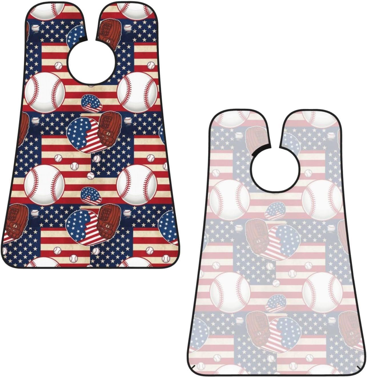 Adjustable Non-Stick Beard Apron, Hair Catcher Cape for Shaving Grooming, Waterproof with Suction Cups Men, Rustic Wooden American Flag Baseball Sport Shave Bib