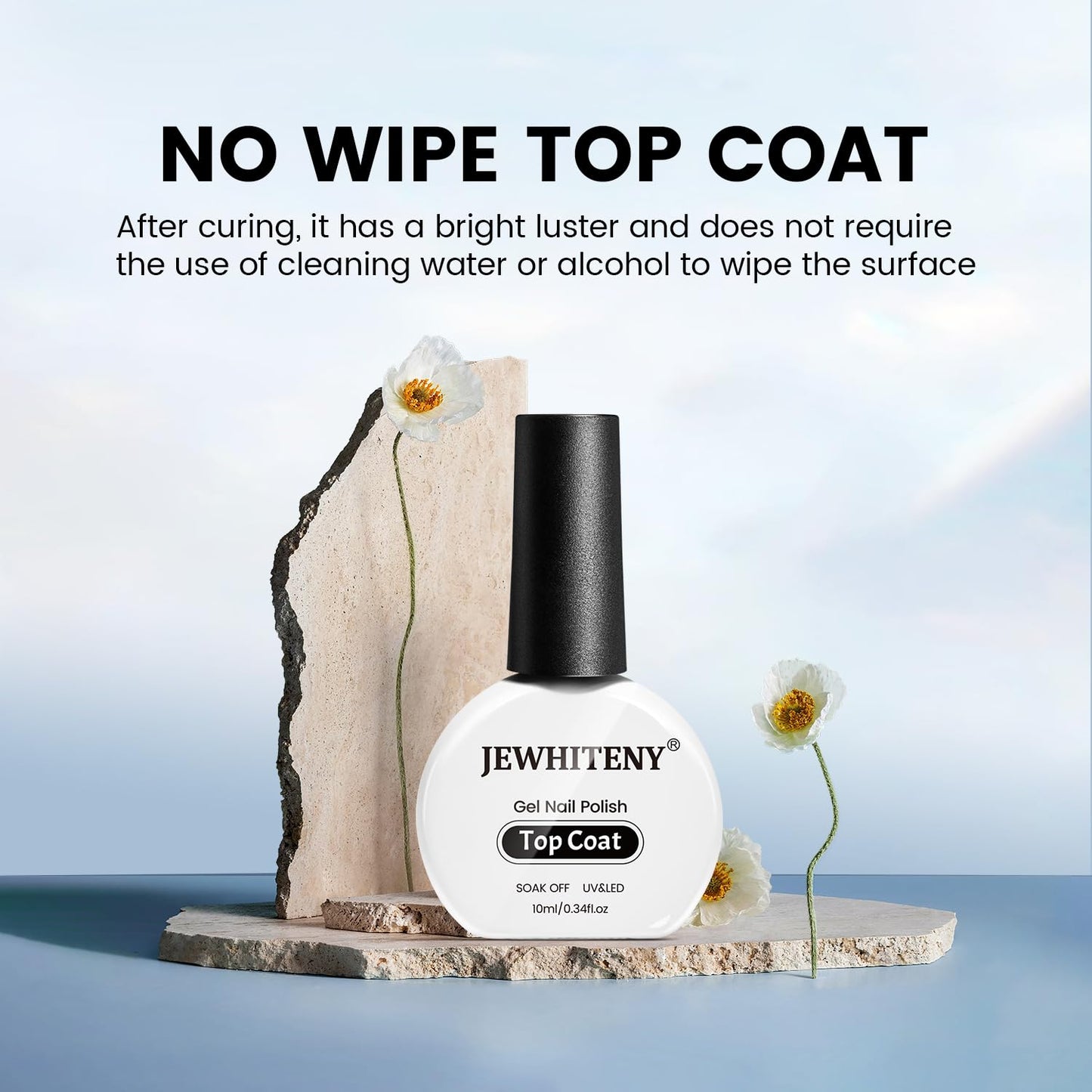 JEWHITENY 10ML Top Coat Nail Polish High Gloss Shine Finish No Wipe No Dip Long Lasting Gel Nail Polish Professional DIY Need U V Lamp Curing