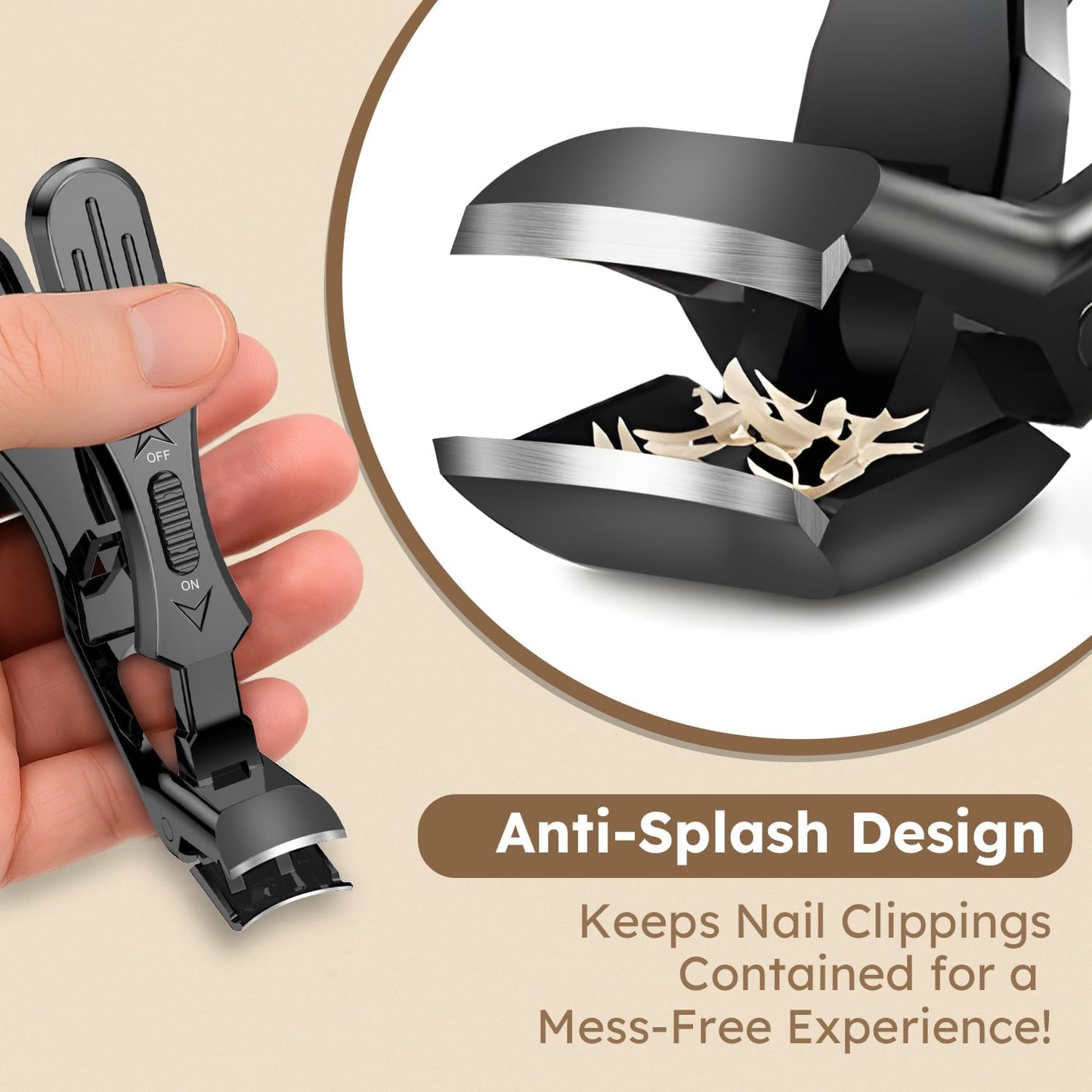 Toenail Clippers for Seniors for Thick Nails, 5Pcs Nail Clippers for Men Angled Head, Toe Nail Clippers Wide Jaw Opening with Catcher, Heavy Duty Ingrown Fingernail Clippers Long Handle for Women