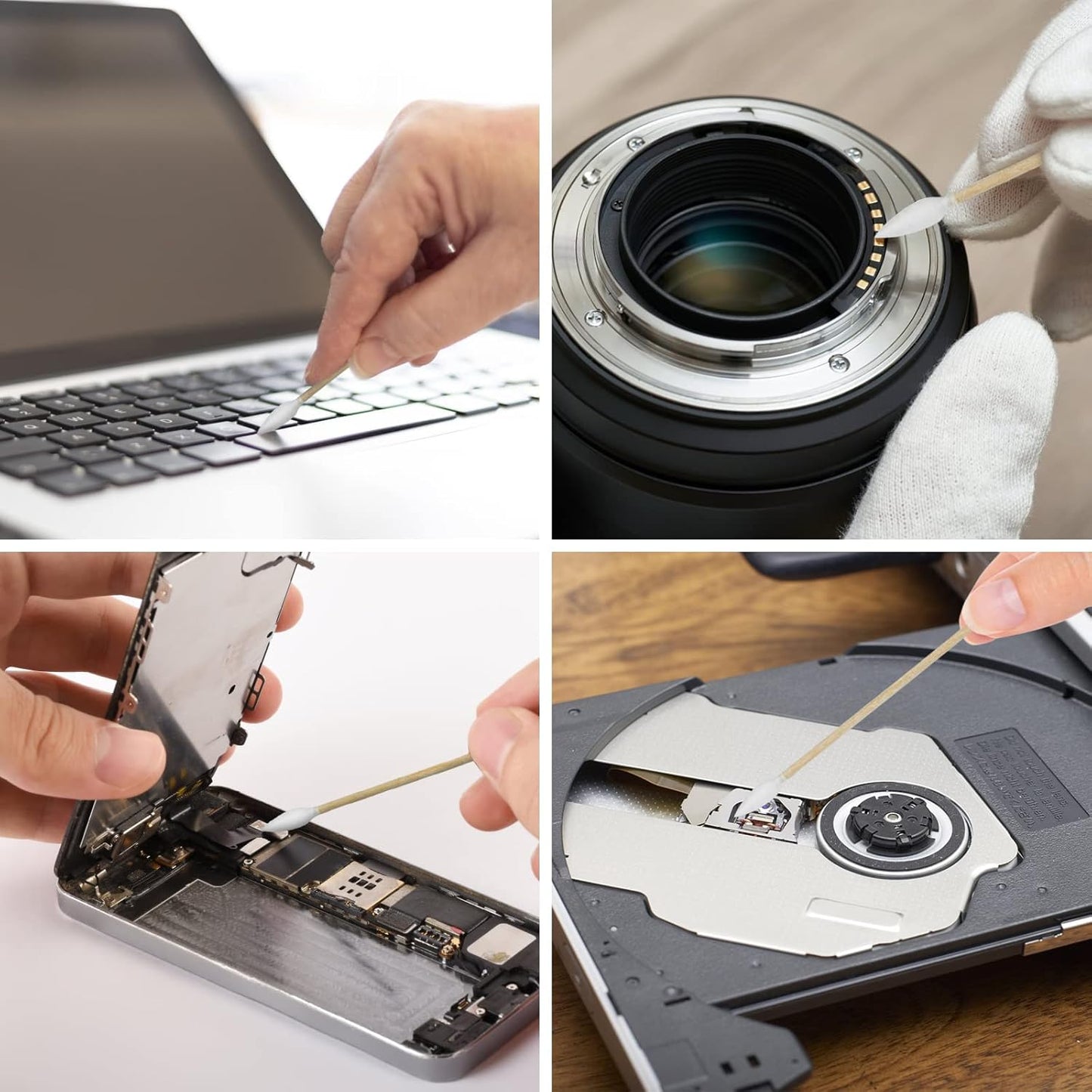 600/500/400 PCS Gun Cleaning Swabs - 6" Lint-Free Long Cotton Swabs Bamboo Handle, Precision Firearm Maintenance Kit Electronics Instruments, Professional Supplies with Reusable Storage Case