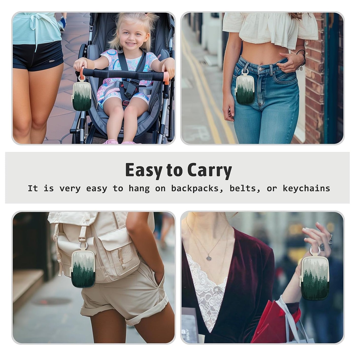 Forest Scene Hand Sanitizer Spray Case, Hand Sanitizer Holder Zippered Pouch, Cute Fashion Accessory with Snap Hook for Glow Mist and Power Mist 1FL OZ