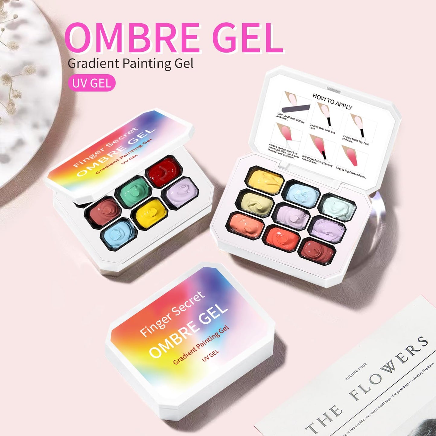 Ombre Gel Polish Nail Sponges for Ombre 4 Series Colorful Blush Effect Gradient painting gel ombre & pat paint for nails Multistyle French Manicure Nail Art DIY Home (A10, 1)