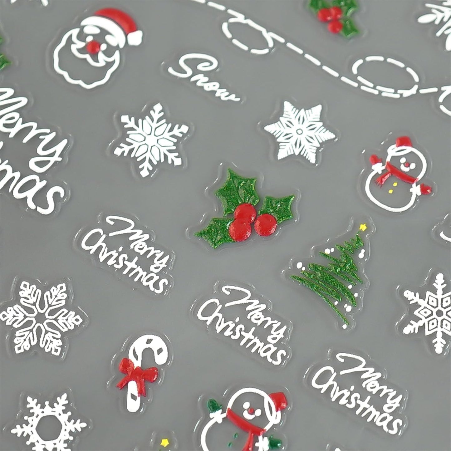 5D Embossed Christmas Nail Stickers Self Adhesive Christmas Nail Art Stickers Snowman Snowflake Nail Decals Winter Nail Design Santa Claus Nails Supplies for Women Girls 2 Sheets